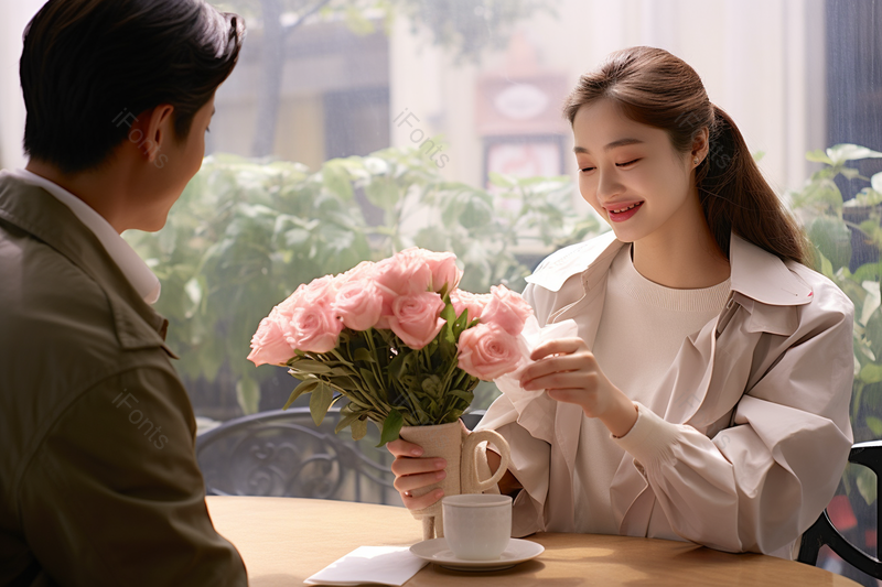 情人节约会男性为女性准备玫瑰惊喜,高清,摄影图,摄影图片,图片大全,摄影图免费下载